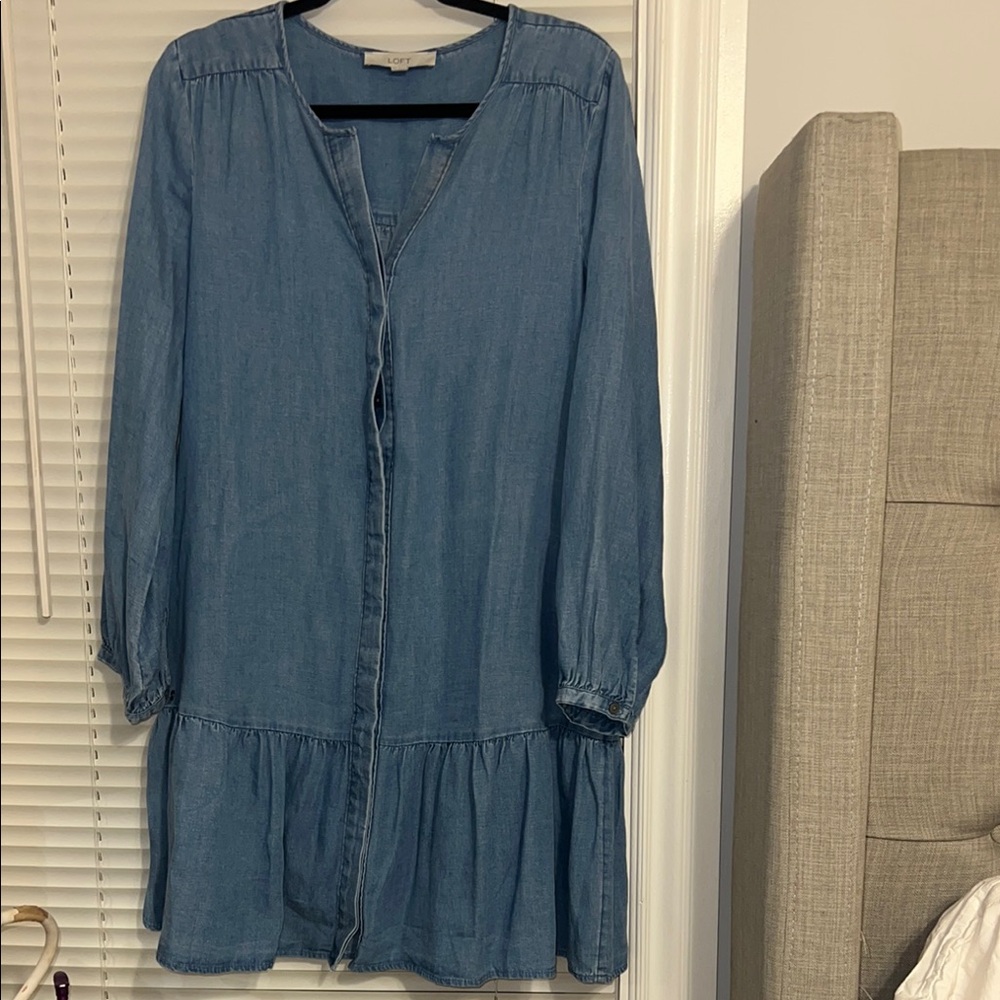 LOFT Chambray Long Sleeve Dress